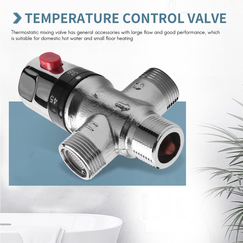 Ocnvlia 3-Way Thermostat Mixing Valve Made of Solid Copper, 3/4