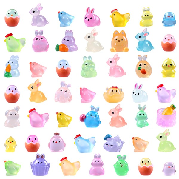 DIYDEC Pack of 50 Mini Luminous Figures East, Easter Bunny