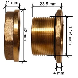 RAINPAL BBF010RH Brass Bulkhead Tank Fitting (Female 3/4" Straight Pipe Threaded, Right Handed Nut) (1)
