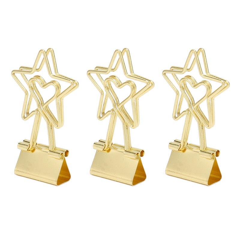 100 Pcs Binder Clips Star Shape Paper Clamps Hollow Long