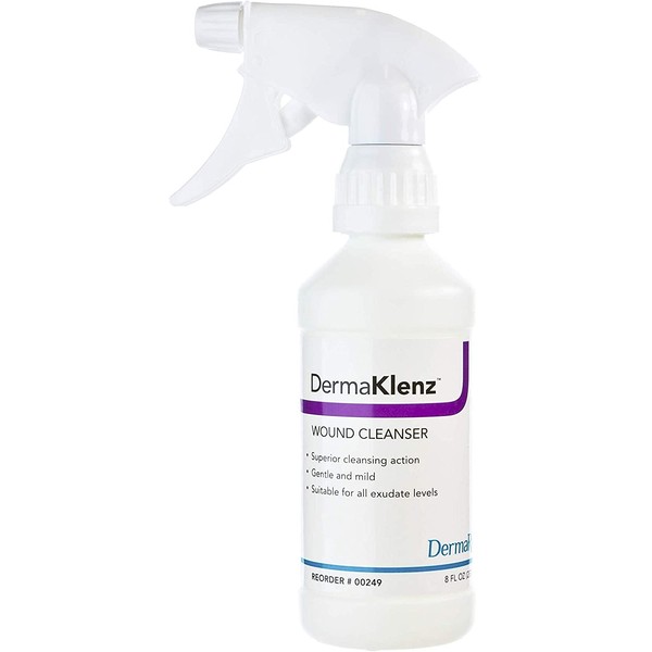 DermaKlenz Skin Cleansing Wound Wash, 8 oz. Spray Bottle – No Rinse Saline Solution, Zinc Infused, Latex and Detergent Free - Non-Irritating Antiseptic for Scrapes, Cuts, Scars, Piercings