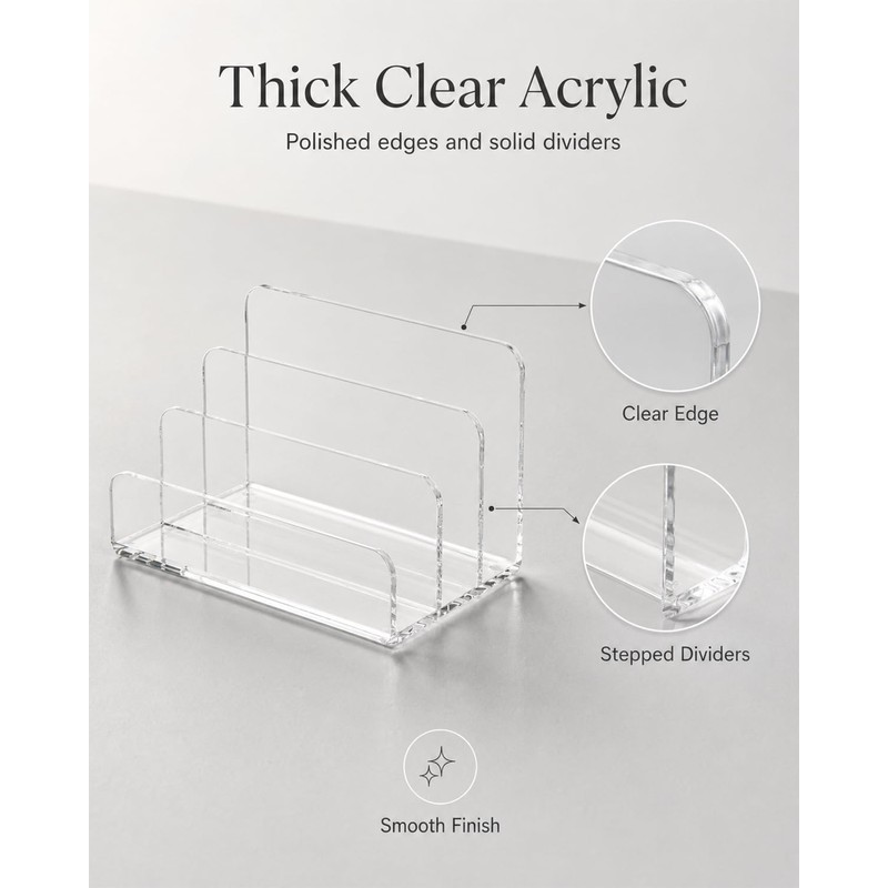 Haohaio Clear Acrylic Mail Organizer & Vertical Envelope Holder