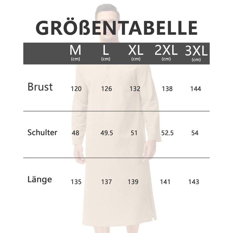LVCBL Men's Kafta Neck Long Sleeve Kaftan Men's Long Button