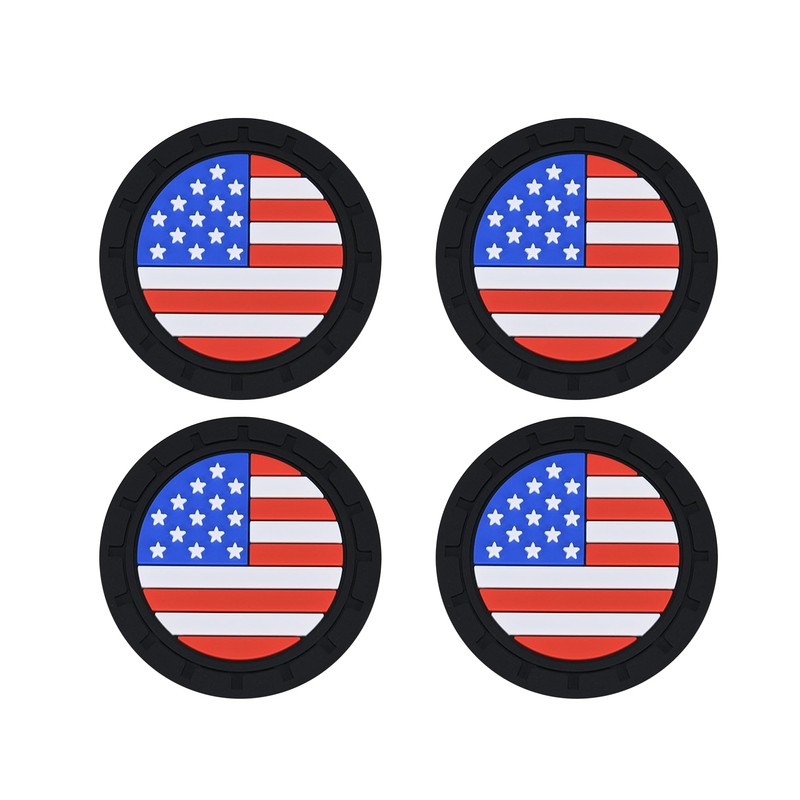 Alieemo 4PCS Car Cup Holder Coasters, 2.75 Inch American Flag