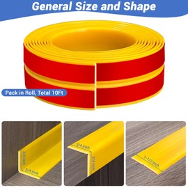 Wall Corner Protector, Peel and Stick Wall Corner Trim, Flexible Rubber Molding Wall Corner Guard, L Shaped Self Adhesive Edge Protector Moulding Trim for Wall Edge Ceiling, Yellow, 3/4in,10Ft