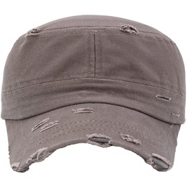 KBETHOS KBK-1466 DGY Vintage Distressed Cadet Army Cap Basic Everyday Military Style Hat