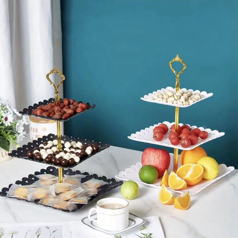 Wagoodter 3-Tier Plastic Dessert Stand Cupcake Stand Fruit Candy Display