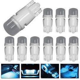 DODOFUN T10 Ceramics Interior Exterior Bright LED Light 168 175 194 2825 W5W Size Bulb Ice Blue Color (Pack of 10)