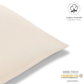 Alreya Set of 2 Renforcé Cushion Covers 80 x 80 cm - 100% Cotton with YKK Zip, Super Soft Pillowcase 80 x 80 cm, Pillow Slip, Beige, Cushion Cover Only