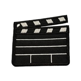 Movie Film Clapper Patch Iron-on Embroidered Applique for Clothing Vest, Sew-on Decorative Embroidery, Badge Emblem, Cut, Action, Retro Patches