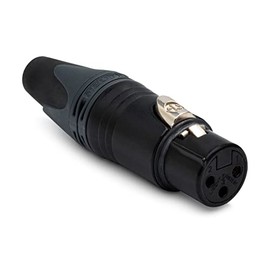 Neutrik NC3FXX-BAG 3-Pin XLRF Cable Connector, Black Metal Housing with Silver Contacts