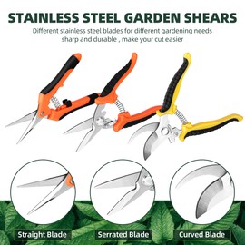 EWPJDK EWPJDK 3-Pack Stainless Steel Pruning Shears, Pruning Snips and Clippers for Gardening