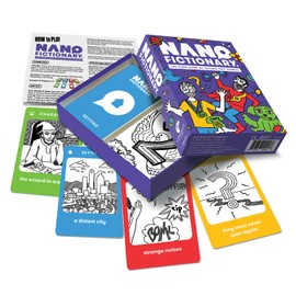 Looney Labs Nanofictionary Card Game - Card Games for Family Game Night Story Telling Board Game Creative Writing Prompts Card Games for Adults/Kids Fun Games 6 Player Games 100 Playing Cards Ages 8+
