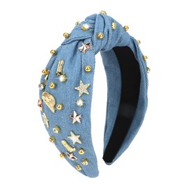 Jaciya Cowgirl Headband Western Headbands for Women Hair Accessories, Fashion Knotted Hairband for Concerts, Rodeo, Parties