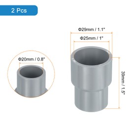 sourcing map 2 Pcs UPVC Reducer Pipe Fitting, 25x20mm PVC Straight Pipe Coupling Adapter Connector for Home Sewer Plumbing Water Line, Grey