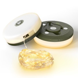 Luvan Lichterketten Camping , 2 in 1 Lichterketten mit 8 einstellbaren Modi, LED Camping Laterne Wiederaufladbar, 2000mAh IPX4 Tragbare Camping Lichter für Camping, Wandern, Zelt (1 Stück)