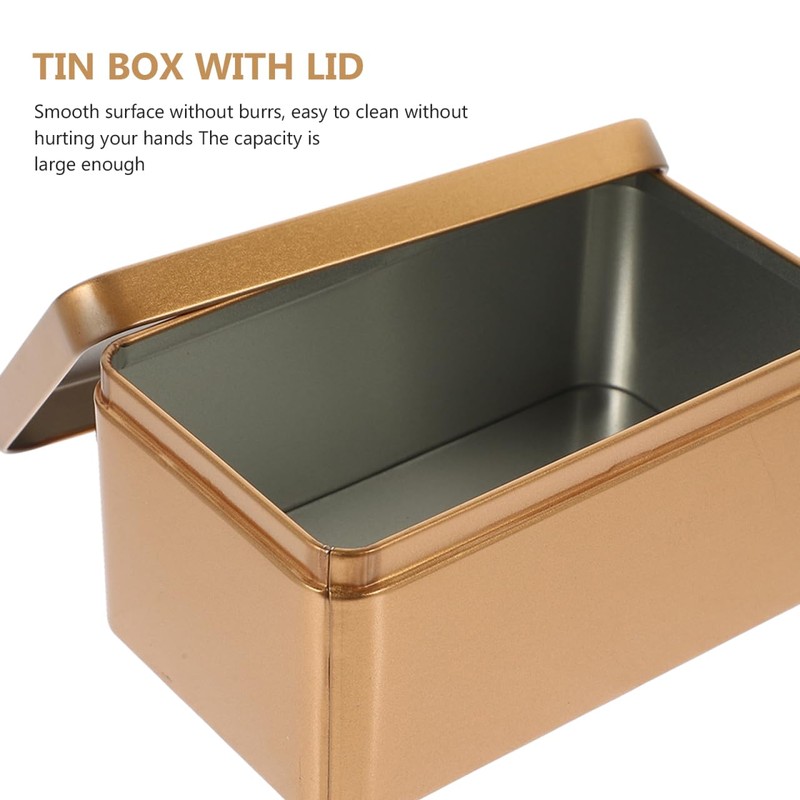 DOITOOL Household Tea Box Set of 2 Rectangular Tinplate Storage