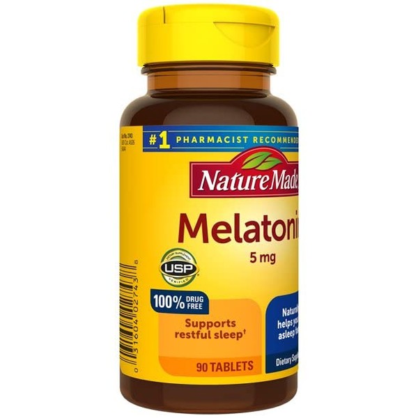 Nature Made Melatonin Tablets, 5 Mg, 90 Count (Pack of 2)