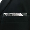SHLAX&WING Men's Paisley Stripe Grey Silver Silk Pocket Square, gray