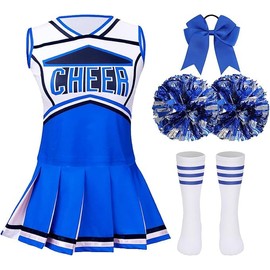 TOONRAIN Complete BLUE 5-Piece Cheerleading Kit for Kids - Soft, Breathable, and Comfortable
