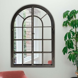 ironsmithn Wall Mirror Mounted Decorative Long Hanging Arched Window Frame Decor Wall-Mounted