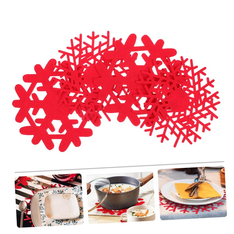 Ciieeo 4pcs Christmas Snowflake Coasters Insulated Desktop Cup Mats for