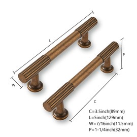 CABDM 10Pack 3.5Inch Solid Kitchen Cabinet Handles Antique Brass Cabinet Pulls Heavy Duty Drawer Pulls Cabinet Hardware Kitchen Handles for Cabinets Cupboard Handles