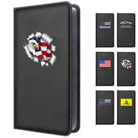 Giftguys Car Registration and Insurance Holder, Registration and Insurance Card Holder, Leather Vehicle Card Document Glove Box Organizer with Magnetic Closure for Essential Document, Driver License