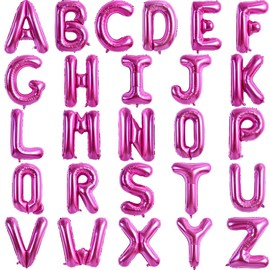 TONIFUL Pack of 52 16 Inch Rose Red Letter A-Z Balloons Pink Custom Phrase Mylar Foil Alphabet Create Your Own Banner for Birthday Anniversary Celebration Graduation Party Supplies