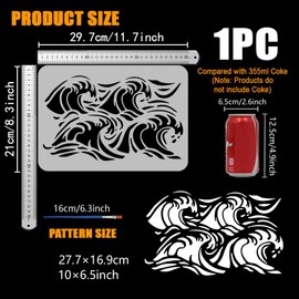 FINGERINSPIRE Waves Stencils with a Brush 29.7 x 21 cm Waves Decoration Stencils Pattern Stencils Infinite Connections Ocean Motifs Waves Template for Wood Walls Fabrics Furniture Floors Crafts