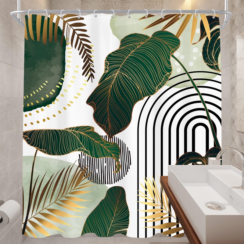 Cinbloo Green Boho 72Wx84H Shower Curtain Extra Long Mid Century