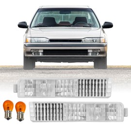 USR 90-91 Accord Front Turn Signal Bumper Lamps (Left + Right) Pair - Compatible with 1990-1991 Honda Accord 2 Door Coupe and 4 Door Sedan All Models/Trims (CLEAR LIGHTS)