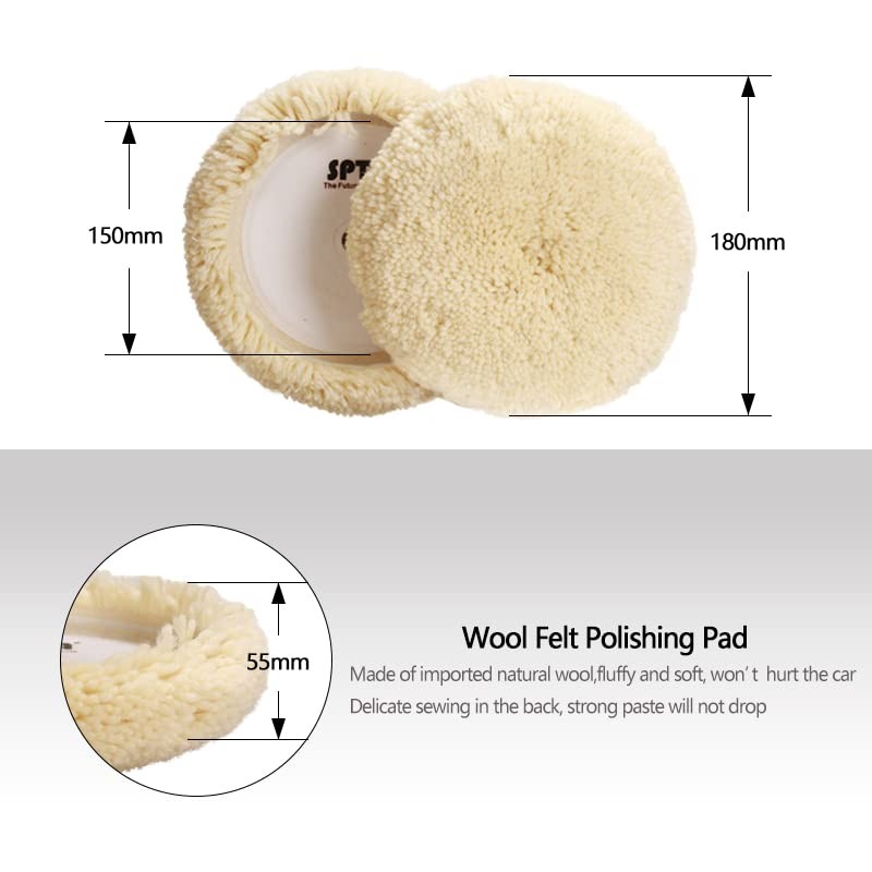 Wool Polishing Pads, SPTA 6"(150mm) 100% Natural Wool Buffing Pad