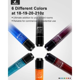 CUEBAR Pool Cue Sticks Set of 6, Pool Cues 18 19 20 21 Oz, 2-Piece House Bar Billiard Cue Sticks with Imitation Leather Grip, 58" Pool Table Sticks for Men Women - Black Blue Teal Orange Red Purple