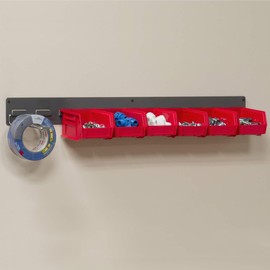 Akro-Mils 30632 Heavy Duty Wall Mount Garage Storage Steel Louvered Rail | Wall Storage Bin Hanging Organizer System for AkroBins, 32-Inch W x 3-Inch H, 2-Pack, Grey