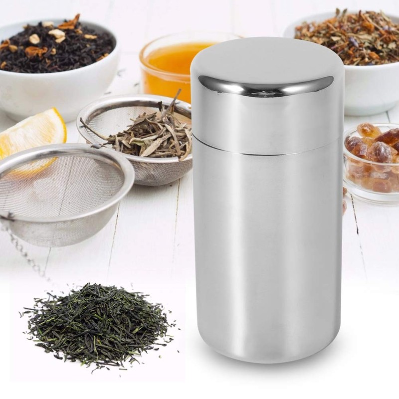 YUMILI Tea Tin Canister, Stainless Steel Tea Canister Home Kitchen