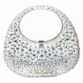 Women's Evening Bag Sparkly Rhinestone Clutch Purse Bling Acrylic Top-handle Bag for Women, Absilver