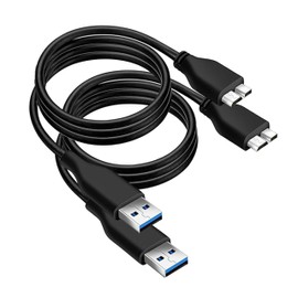 SaiTech IT - Paquete de 2 cables USB 3.0 de 3 pies A a Micro B de alta velocidad de hasta 4.8 Gbps para disco duro externo portátil, color negro
