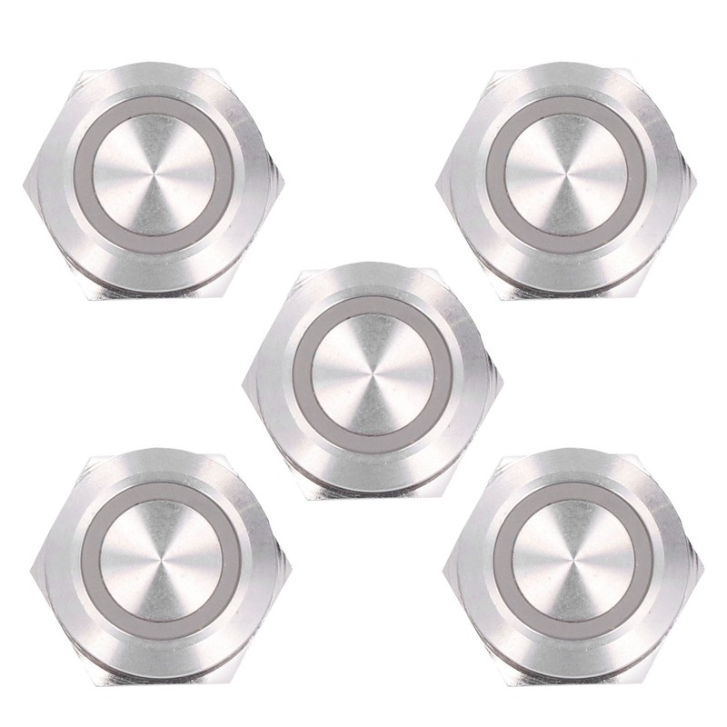 5Pcs Momentary Push Button Switch Metal Auto Reset Ultra Thin