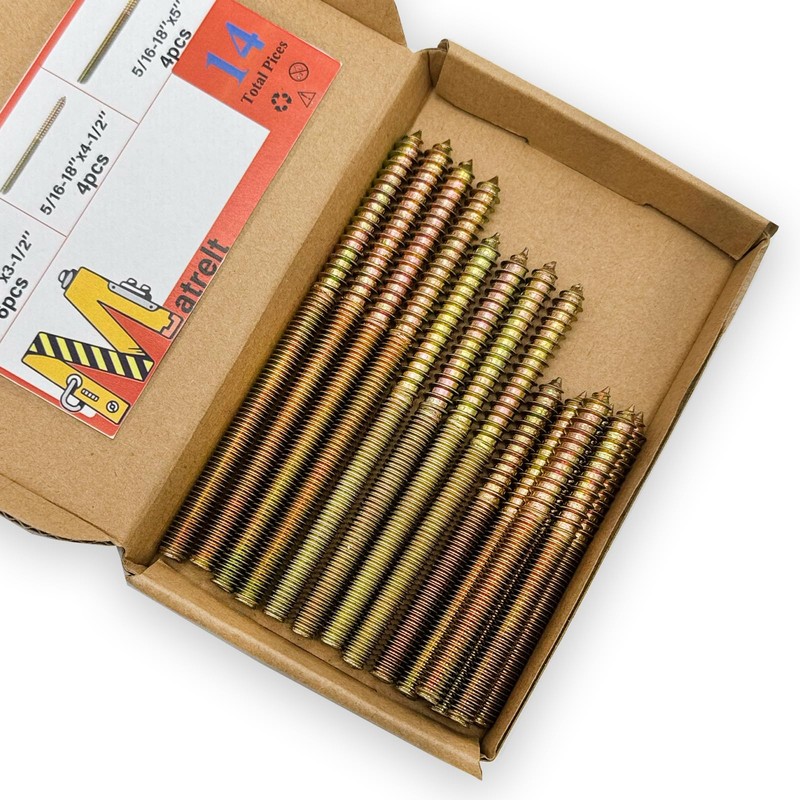 14 Pack 5/16-18" Hanger Bolts 3 Sizes Long Inch Double