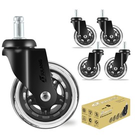 JULANG Rollerblade Office Chair Wheels-Set of 5, (7/8"-7/16") -Incredibly Smooth & Quiet Rolling Casters,Safe for Hardwood Floors & Carpet, Easy Installation with Universal Fit