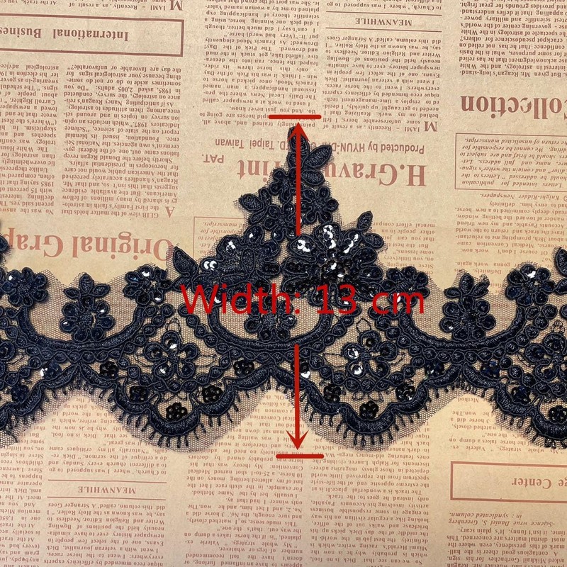 13CM Width Bead Crown Pattern Inelastic Embroidery Lace Trim,Curtain Tablecloth