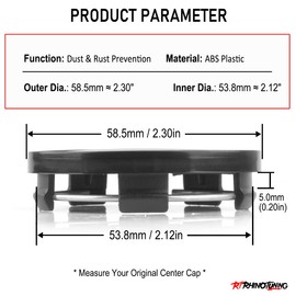 RhinoTuning Set of 4 Wheel Hub Caps for Hub Caps OD 58.5 mm ID 53.8 mm, Black Wheel Hub Cover Suitable for CR-V Forester Impreza Legacy Outback Tribeca Wheel, 44732-SAA-000 C5060K58 Wheel Centre Caps