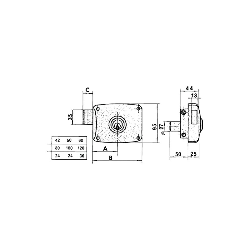 Lince 3017210 Lock 5125-AP/ 80 Right, Gold