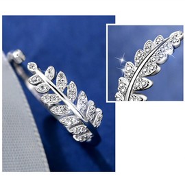 MAIGO Feather Ring - Hug from Heaven Ring, 925 Silver Hope Rings Feather from An Angel, Open Adjustable Rhinestones Rings, Hope Rings Hug from Heaven, Inspirational Memorial Gifts for Women Girls