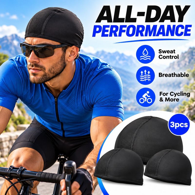 3 Pcs Breathable Mesh Skull Cap for Cycling – Moisture-Wicking,