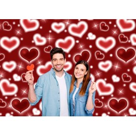 LYCGS 7X5FT Red Heart Photo Backdrop 90s Backdrops for Photoshoot Valentine's Day Backdrop Women Men Happy Birthday Photography Background Banner Photo Booth Studio Props X-91