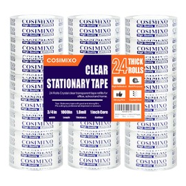 COSIMIXO for Dispenser, 24 Rolls Crystal Clear Tape Refill, 3/4" x 1000" (19mm x 25m), Bulk Transparent Tape, Office Stationery Tape for Home and School, Craft Room for Gift Wrapping