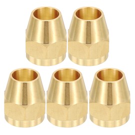 PATIKIL 5/8" Brass Flare Nut, 5Pcs 45 Degree Short Flare Tube Fitting Pipe Fittings for Air Conditioner, Water, Air, Oil, Gas Line, Brass Tone