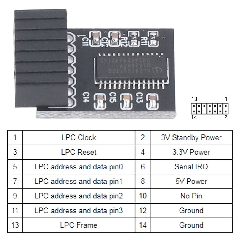 For TPM 2.0 Chip 14Pin LPC Encryption Security Module SPI